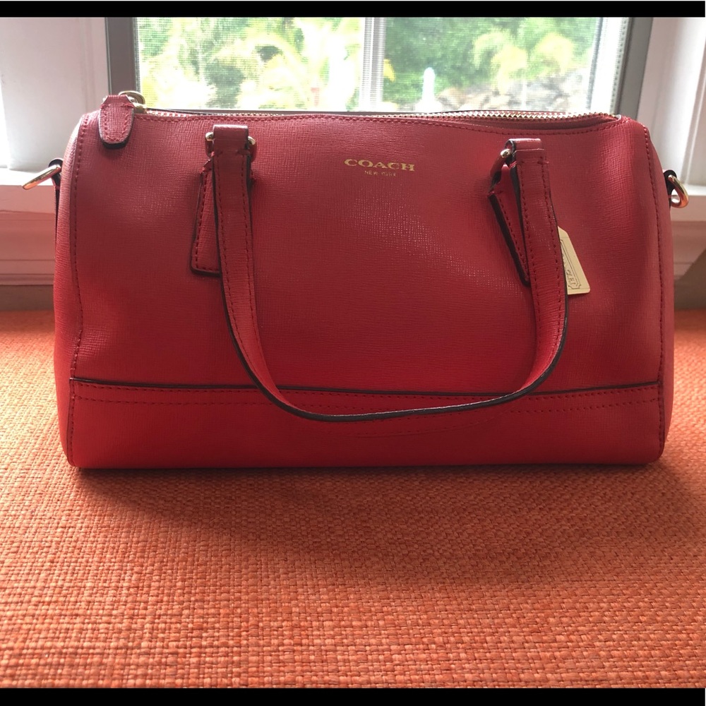 Coach Red Leather Crossbody Satchel - Picture 4 of 11